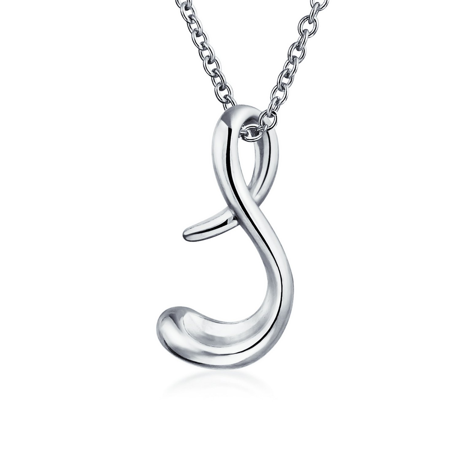 Bling Jewelry Letter S Cursive Alphabet Script Initial Pendant Necklace For Women .925 Sterling Silver 18 Inches โ image 1