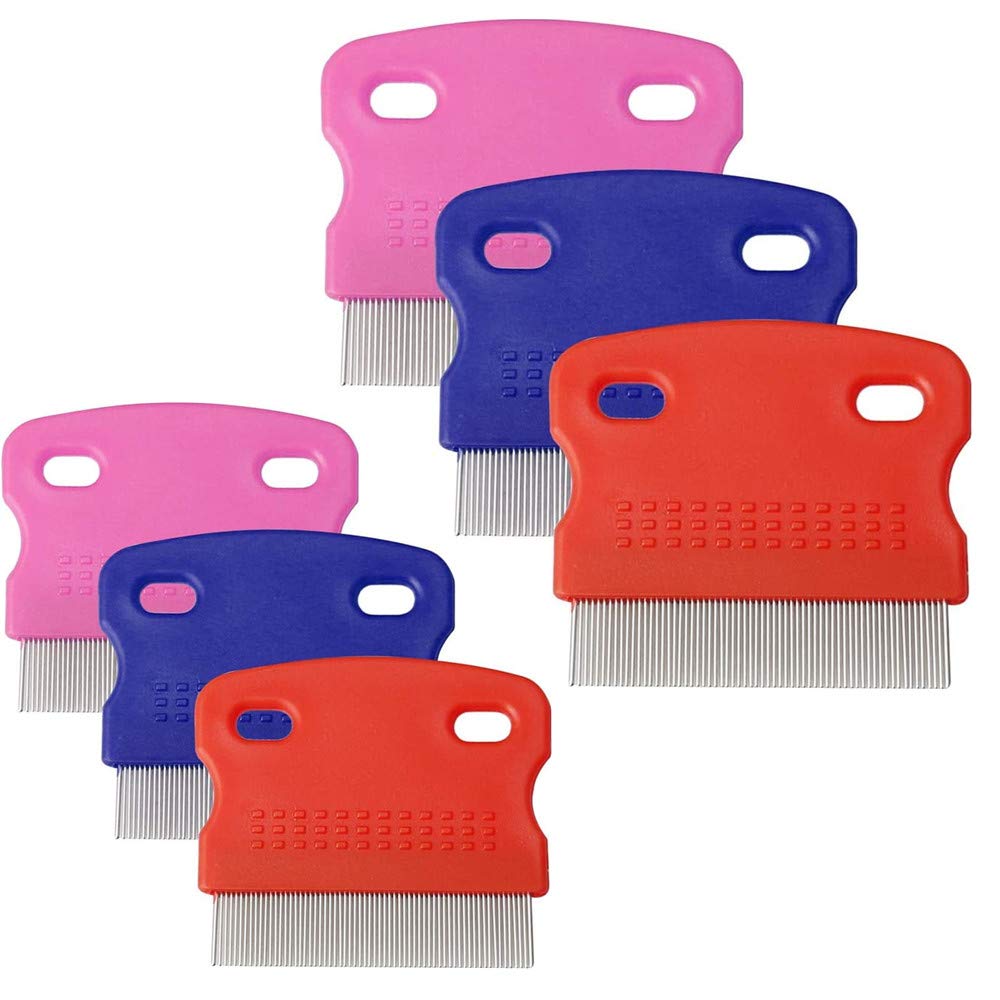 6 Pieces Flea Comb, Cat Comb Nit Combs with Handle Flea Removal Grooming Comb Stain Remover Combs for Long Hair Dogs and Cats