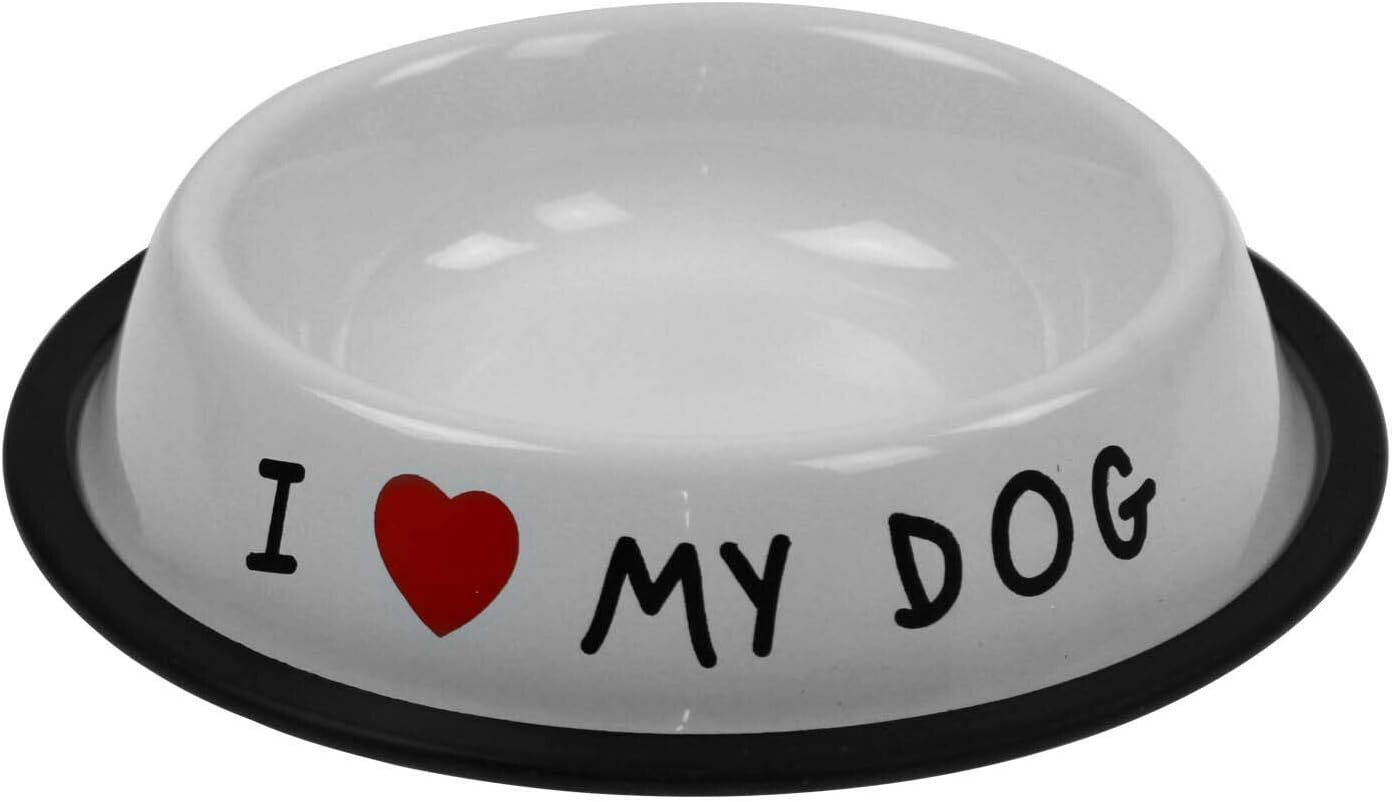 I love My Dog Pet Stainless Steel Saucer Food Water Dish Bowl Pet