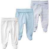 ACESTAR Newborn Infant Baby Boys Girls Cotton High Waist Footed Pants Casual Leggings with Feet 0-12 Months 3-PACK/1-PACK