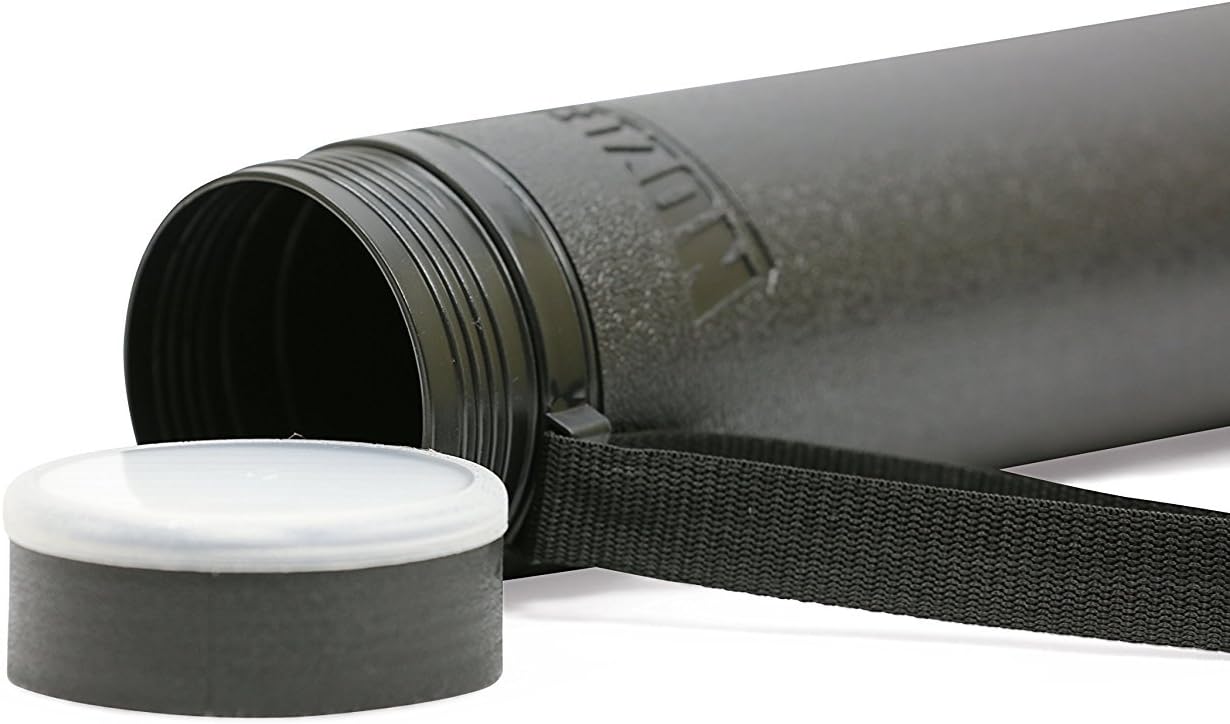 Nozlen Document Poster Tube - Black Plastic Storage Tube Expands from 24.5" up to 40" with Clear ID Card Cap - Water and Light Resistant - Telescoping for Posters and Drawings Model DT3001-12 Pack