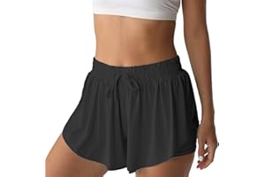 NEXSONIC Flowy Athletic Shorts for Women Running Tennis Butterfly Shorts Girls 2-in-1 Double Layer Quick-Drying Comfy Shorts