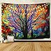 BLEUM CADE Colorful Tree Tapestry Wall Hanging Psychedelic Forest with Birds Wall Tapestry Bohemian Mandala Hippie Tapestry for Bedroom Living Room Dorm (The Tree, 51.2