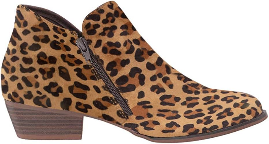 leopard print western ankle boots