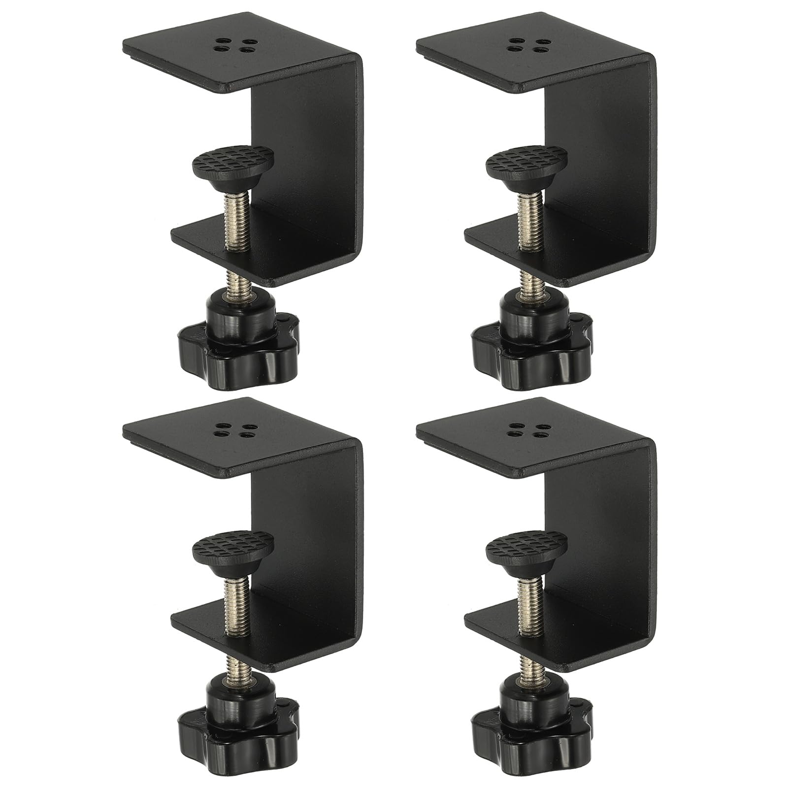 Photo 1 of PATIKIL C Clamps, 4 Pcs Heavy Duty Metal Black Desk Clamp Adjustable Mounting Table Clamp with Protective Pad for Fixing Acrylic Glass Plastic Wood Sheets, Black