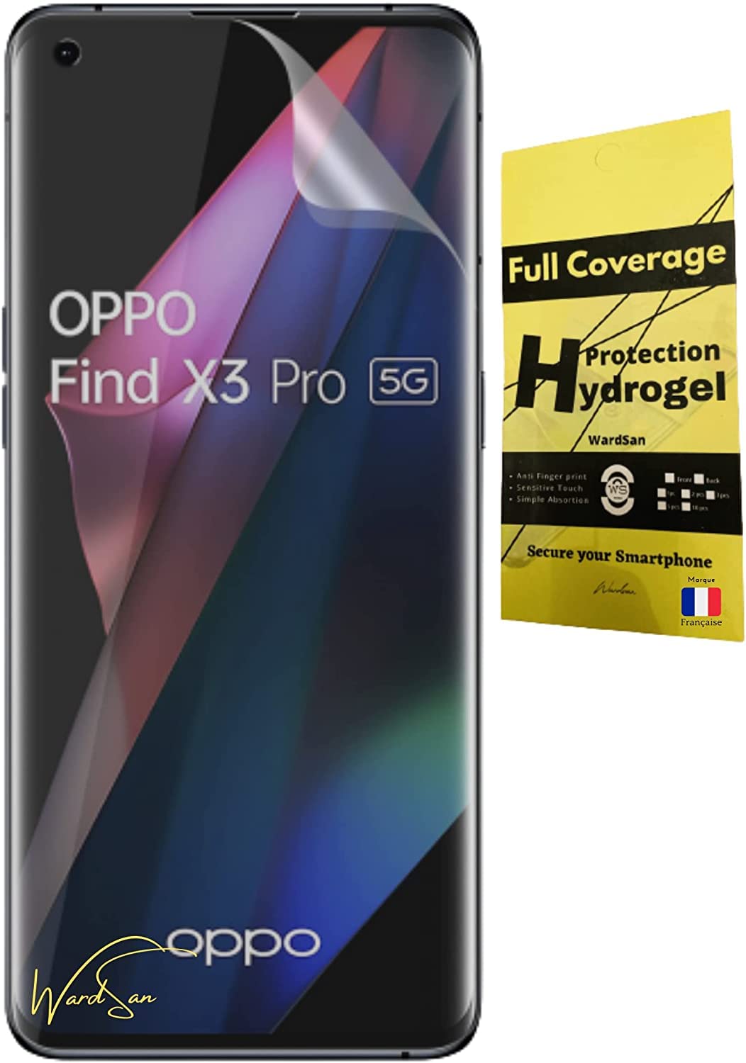 WardSan [Pack 2 Pieces For OPPO Find X3 Pro/Find X3 3D Hydrogel Screen Protector Films with Selfie Finger Phone Holder | Anti-shock | Compatible with TPU cases | Soft TPU Protective Film