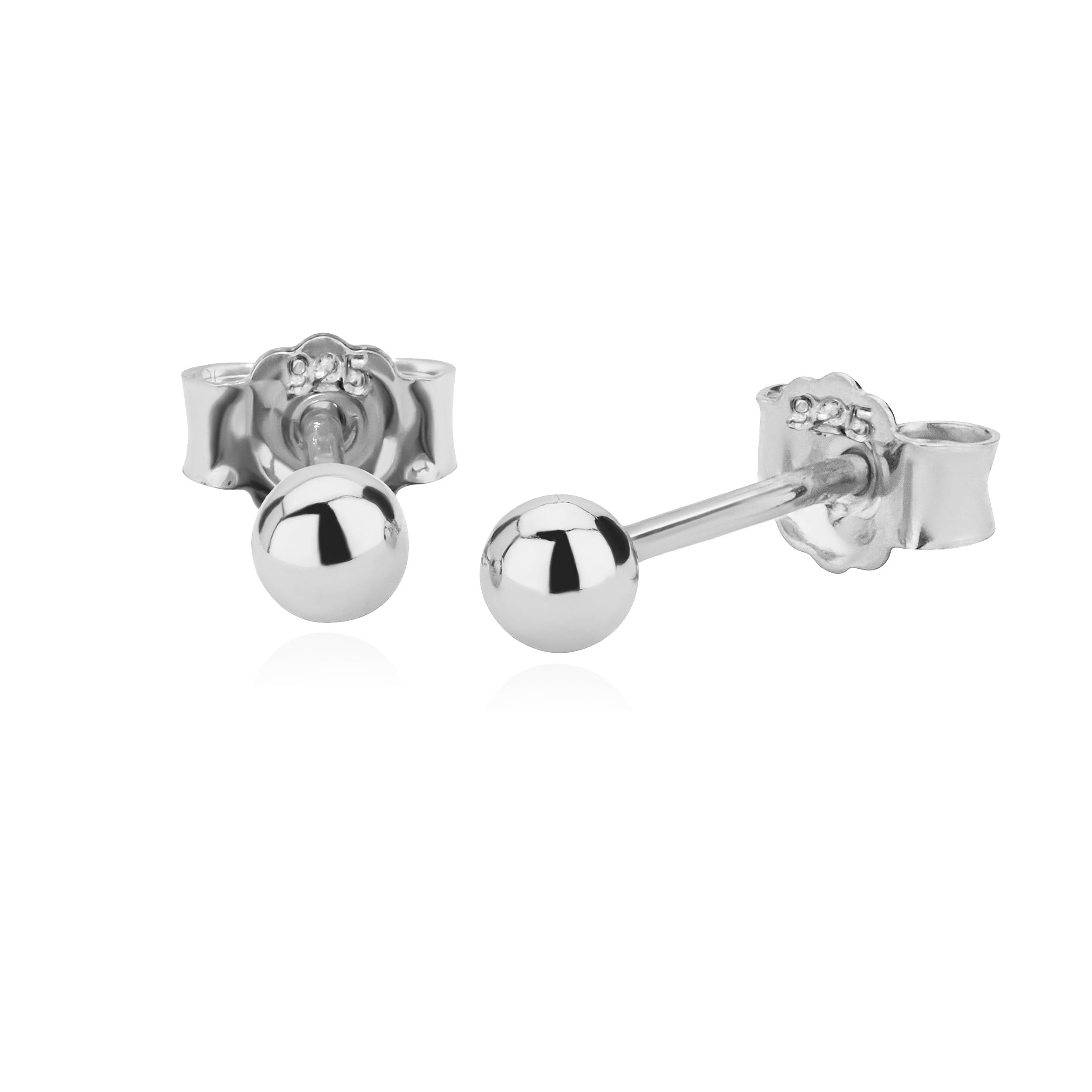 NKlaus silver pair 3mm ball stud earrings 925 sterling silver shiny ladies plug earrings 9121
