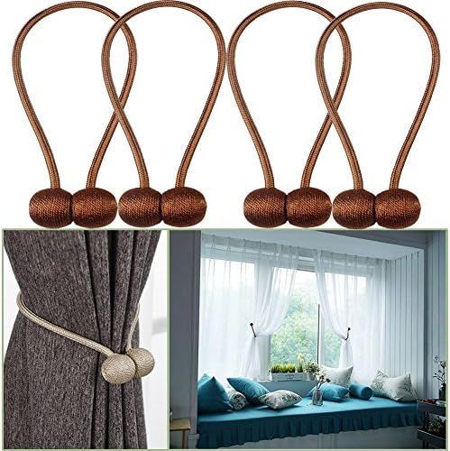 YIDIE Curtain Tiebacks Classic European Window Holdbacks Home Office Decorative Drapes Holders with Strong Magnetic,Coffee/2 Pair