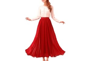 Afibi Womens Chiffon Retro Long Maxi Skirt Beach Ankle Length Skirt