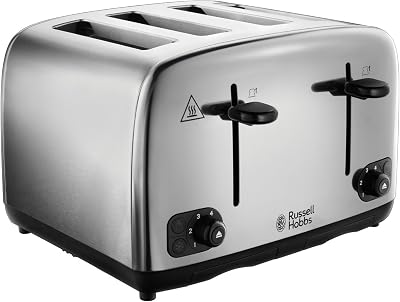 Russell Hobbs 4 Slice Toaster Perfect Toast Technology 1700W Brushed Steel