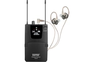 SGPRO Wireless IEM System - Metal Transmitter, Expendable Bodypack Receiver with Earphones, 85 Adjustable Frequencies 262ft Operation for Bands, Studio & Events (SG-40B)