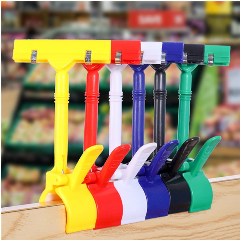 OUKEYI 6 Colors Plastic Merchandise Sign Clip， Rotatable Pop Clip-on Holder Stand Price Display Holders Tag Clip Adjustable Clip Sign Pack of12pcs