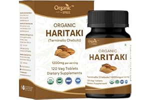 ORGANIC SPREE Haritaki 120 Tablets | Terminalia Chebula (Haritaki) | USDA Organic Certified | Improves Digestion and Detoxification* | Dietary Supplement 120tab