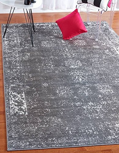 Unique Loom Sofia Collection Dark Gray 9 x 12 Area Rug (9' x 12')