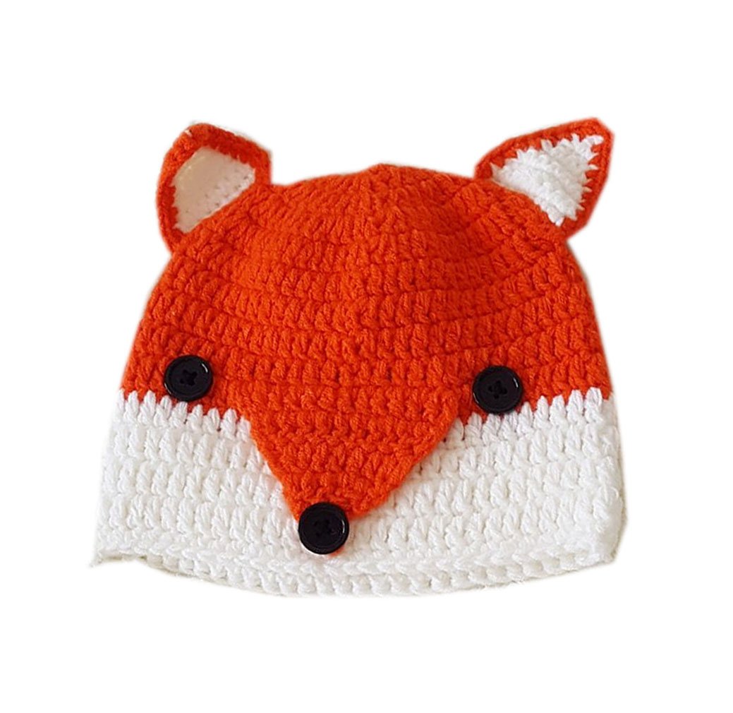 Photo 1 of ALLDECOR Handmade Knit Funny Fox Ear Hat Women Winter Halloween Custome Beanie (Orange, Adult)