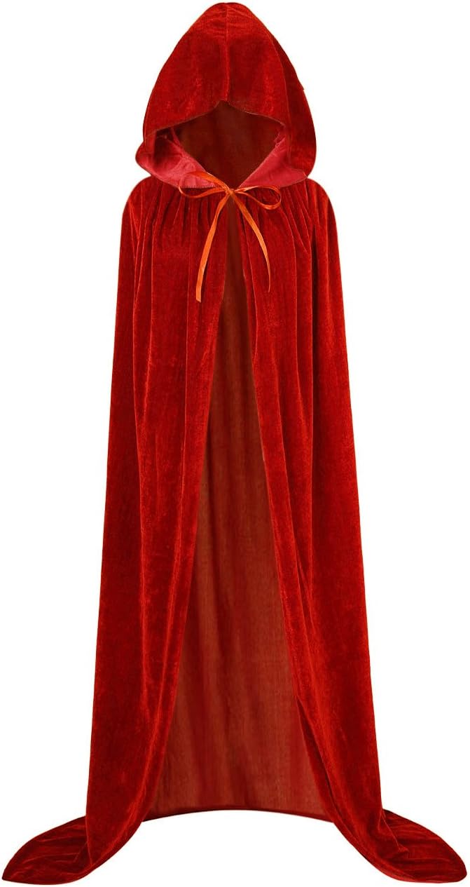 Hamour Unisex Velvet Halloween Cape Full Length Hooded Cloak Adult Costume