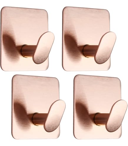 Aothpher 2-Pack Rose Gold Towel Hooks - Wall Mounted Brass Bathroom & Kitchen Hooks