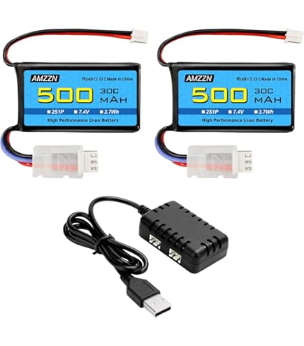 ぷぅー 1100g×2個 AMZZN 2PCS 7.4V 1100mAh Lipo Battery With 2-in-1 Charger For