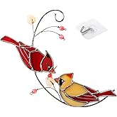 Ciarain Cardinal Suncatcher Stained Glass for Window Hangings, Red Birds Suncatchers for Windows, Cardinal Sun Catcher Gifts for Women,Best Gift for Christmas,Memorial Gifts for Loss of Loved One
