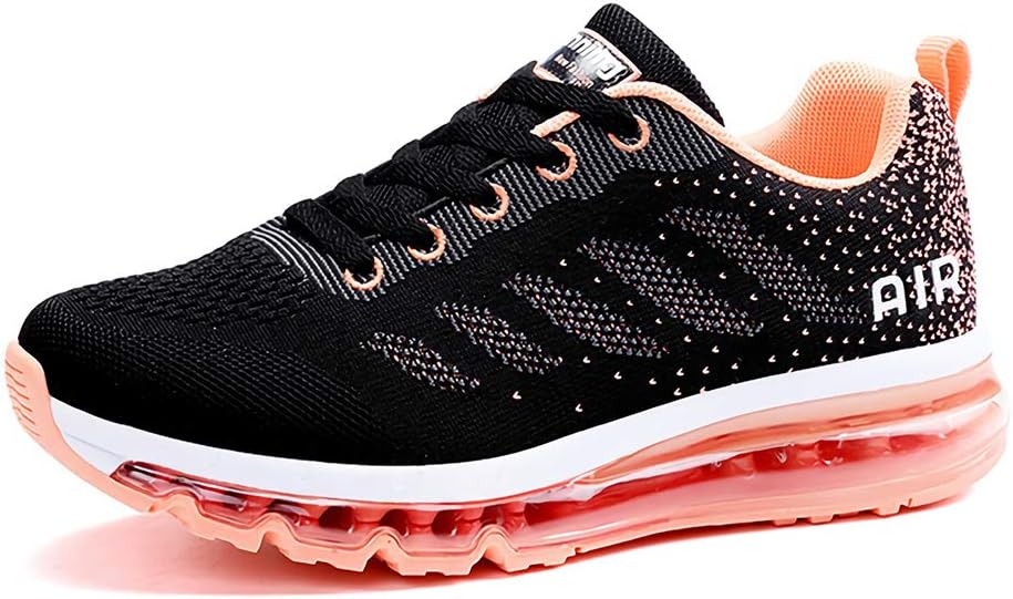 frysenMen Women Shock Absorbing Air Running Shoes Trainers for Multi Sport Athletic Jogging Fitness, Pink, UK Size
