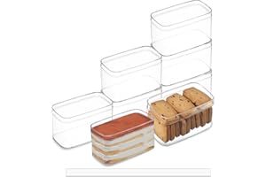 20 Pack 14oz Rectangle Clear Plastic Cups with Lids and Stickers Fruit Cups for Dessert,Tiramisu container with lid,Cupcake,P