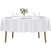 Cupuamon 90 inch Round Tablecloth Washable Polyester Table Cloth Decorative Table Cover for Wedding Party Dining Banquet（90 inch,White）