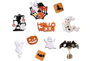 MJartoria 10pcs Cute Enamel Brooch Pins Set Halloween Ghost Bat Novelty Cartoon Pins for Backpacks Clothing Bags Jackets