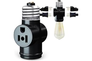 ERQILUJI Light Socket Adapter, Convert E26 Light Socket to 3-Prong Outlet Adapter and Light Bulb Socket, 1 Pack(Black)
