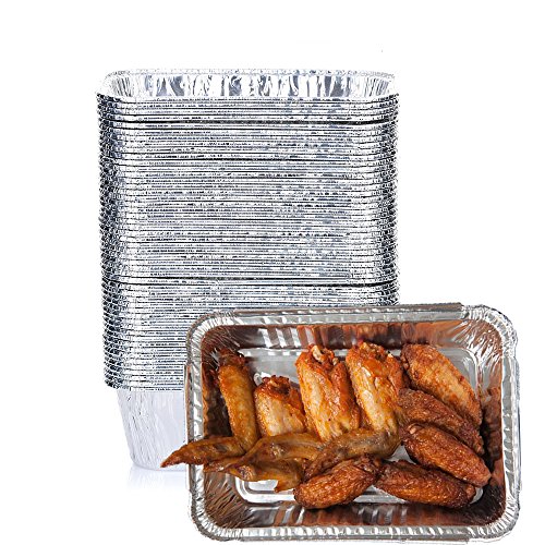 50-Pack Aluminum Foil Pans Disposable Durable Loaf Baking Pans for BBQ, Roasting, Broiling and Cooking Cakes - Thumbnail 2