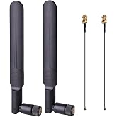 2 x 8dBi WiFi RP-SMA Male Antenna 2.4GHz 5.8GHz Dual Band | 2 x 15CM U.FL/IPEX to RP-SMA Female Pigtail Cable for Mini PCIe Card Wireless Routers, Repeater, FPV UAV Drone and PS4 Build