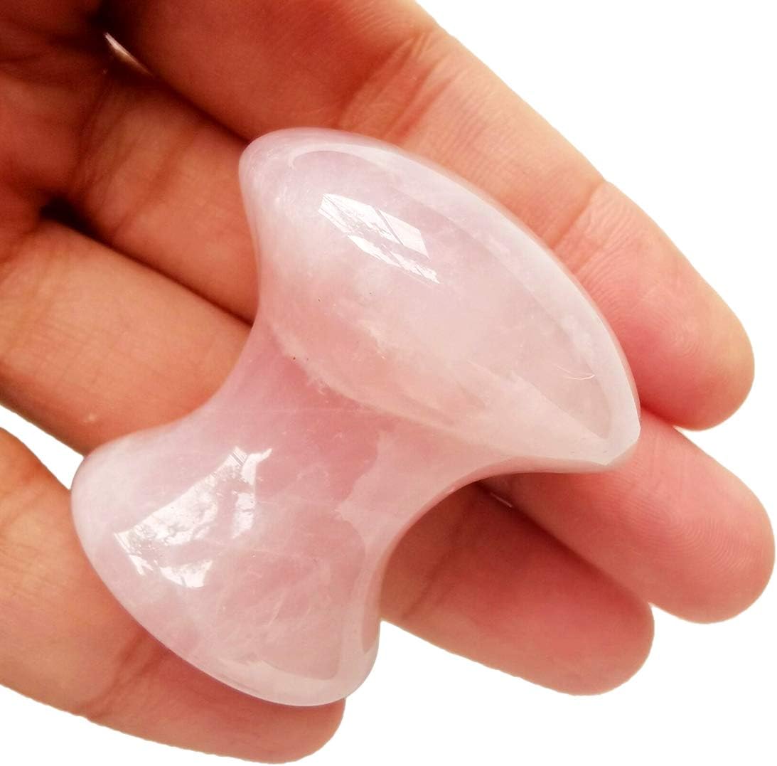 Loveliome Scraping Facial Massage Tools, Natural Crystal Handmade SPA Guasha Board for Skin Muscle Relaxing Meditation Massage, Rose Quartz