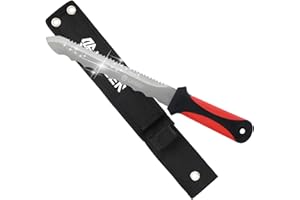 PAXLINSEN Stainless Steel Garden Knife with 11" Blade, Double Side Utility Sod Cutter Lawn Repair Garden Knife with Nylon Sheath (RED)