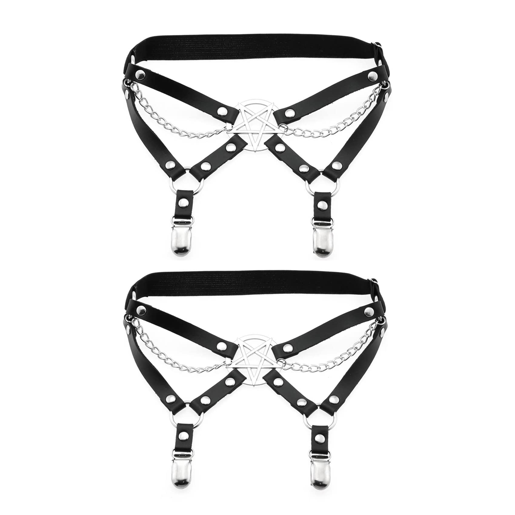 alisikee 2PCs Adjustable Leg Garter with Anti-Slip Clips, Elastic Thigh Garters for Girls Birthday Valentine Gift