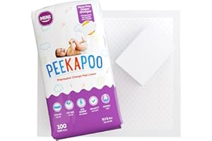 Peekapoo Mini - 100 Pack Disposable Changing Pads for Baby (18 Inches x 16 Inches) Disposable Waterproof Liners, Diaper Chang