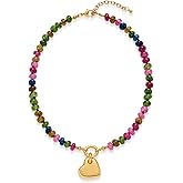 CLASSYZINT Gold Heart Pendant Necklace for Women Puffy Heart Necklace Beads Chain Necklace Statement Necklace Trendy Jewelry