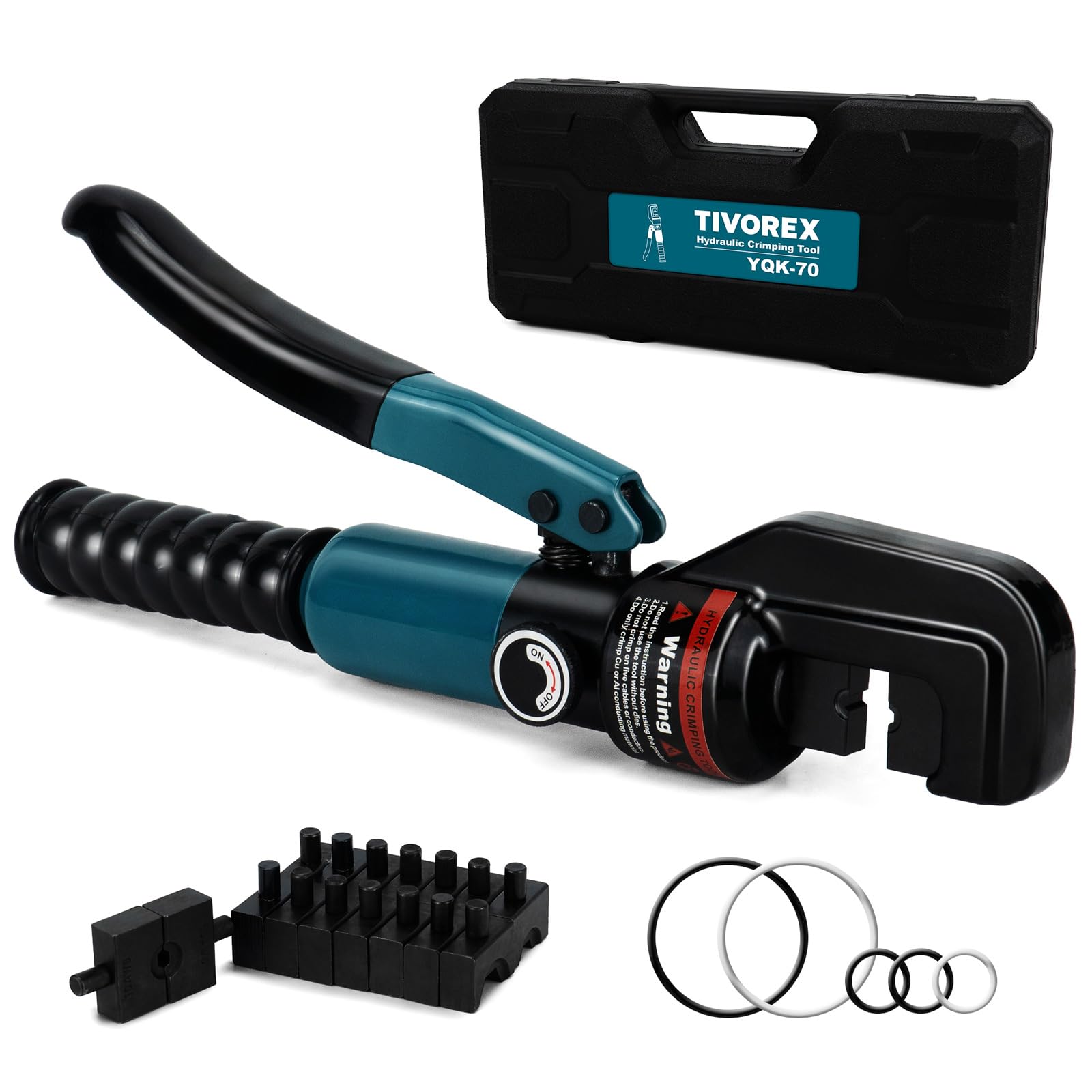 Photo 1 of Tivorex Hydraulic Crimping Tool Kit-10 Tons 12 AWG to 2/0 AWG for Wire Battery Cable Lug, Terminal Crimper Tool with 9 Die Sets, 1/8” Wire Rope Crimping Tool