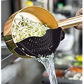 Clip On Silicone Strainer for Pots and Pans, Pasta Strainer, Food Strainer for Meat, Vegetables, Fruit, Gray