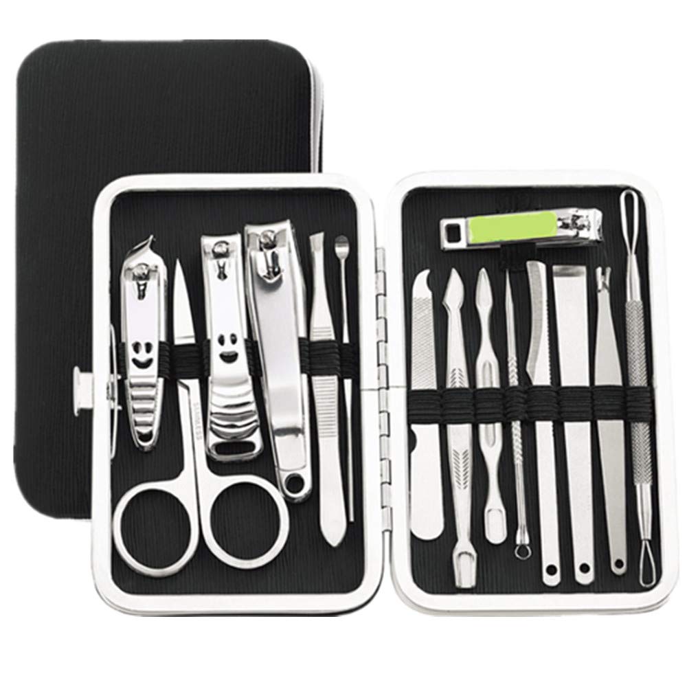 Manicure Set, Nail Clippers, 15 PCS Pedicure Kit With Stainless Steel, Perfect Gift with Black Case for Women and Men : Beauty