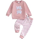 Bonangber Big Brother Little Sister Matching Outfits Long Sleeve Romper/Sweatshirt Pants Set Cute Baby Fall Winter Clothes