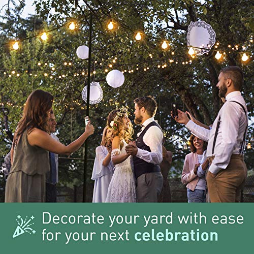 Holiday Styling String Light Poles for Outdoors (1 x 9ft) Push Down Middle to Stay Strong Straight and Sturdy with LED Hanging Solar Bulbs for House Garden Cafe Wedding Party - Thumbnail 7