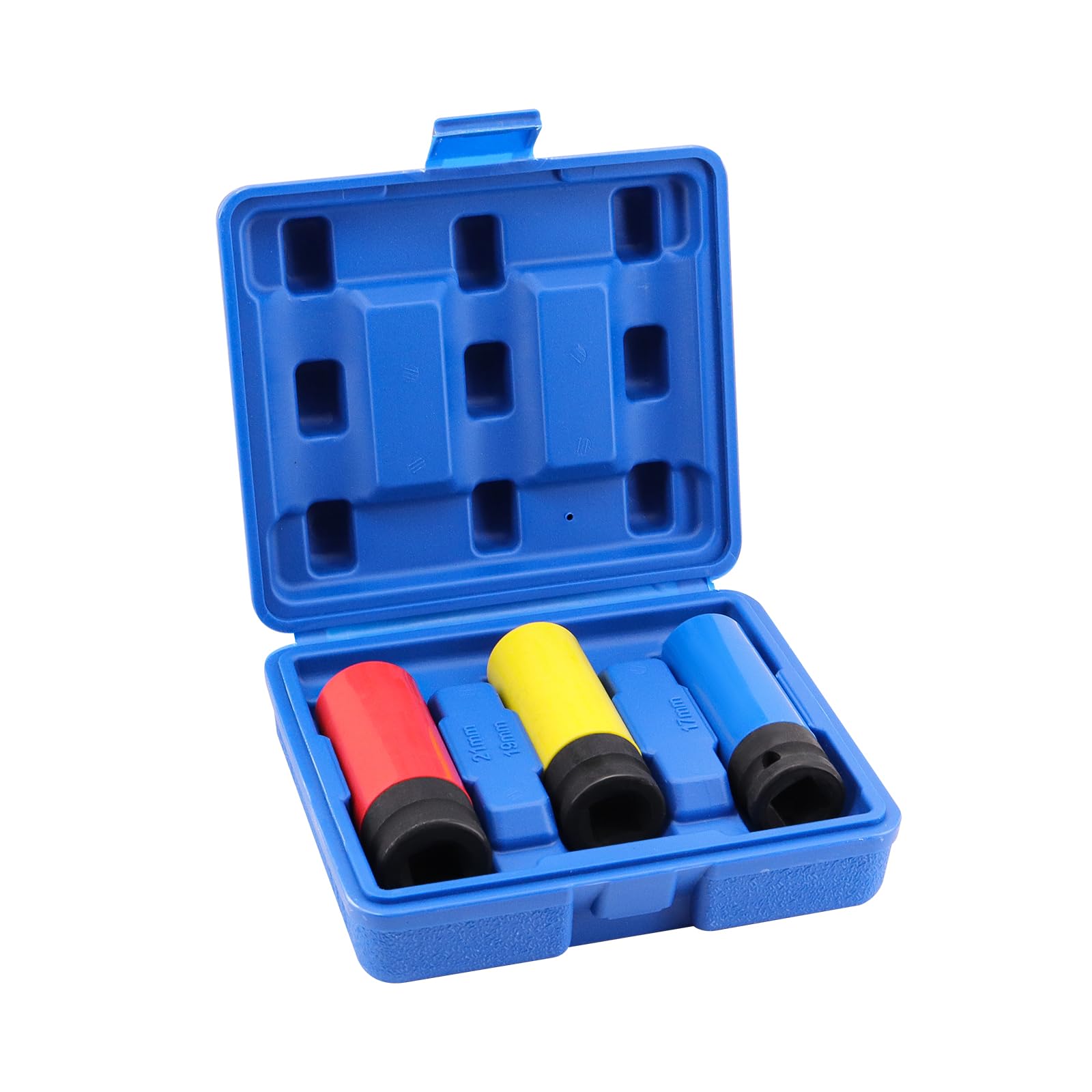 Yuhtech 3 Pcs Alloy Wheel Sockets 1/2" Drive Metric Protective Lug Nut Socket Set 17mm, 19mm, 21mm