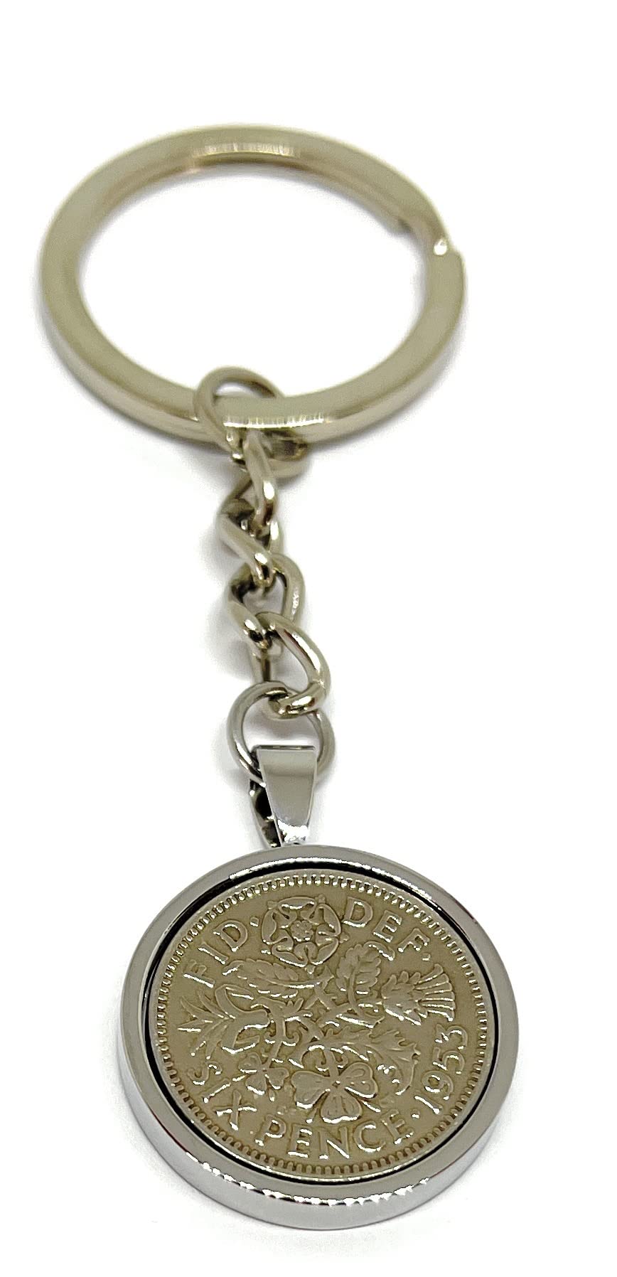 OCC Old Coin Cufflinks 1953 73rd Birthday Keyring-British Sixpence Keyring- Mum, Dad, Brother, Sister-73rd Anniversary SLV