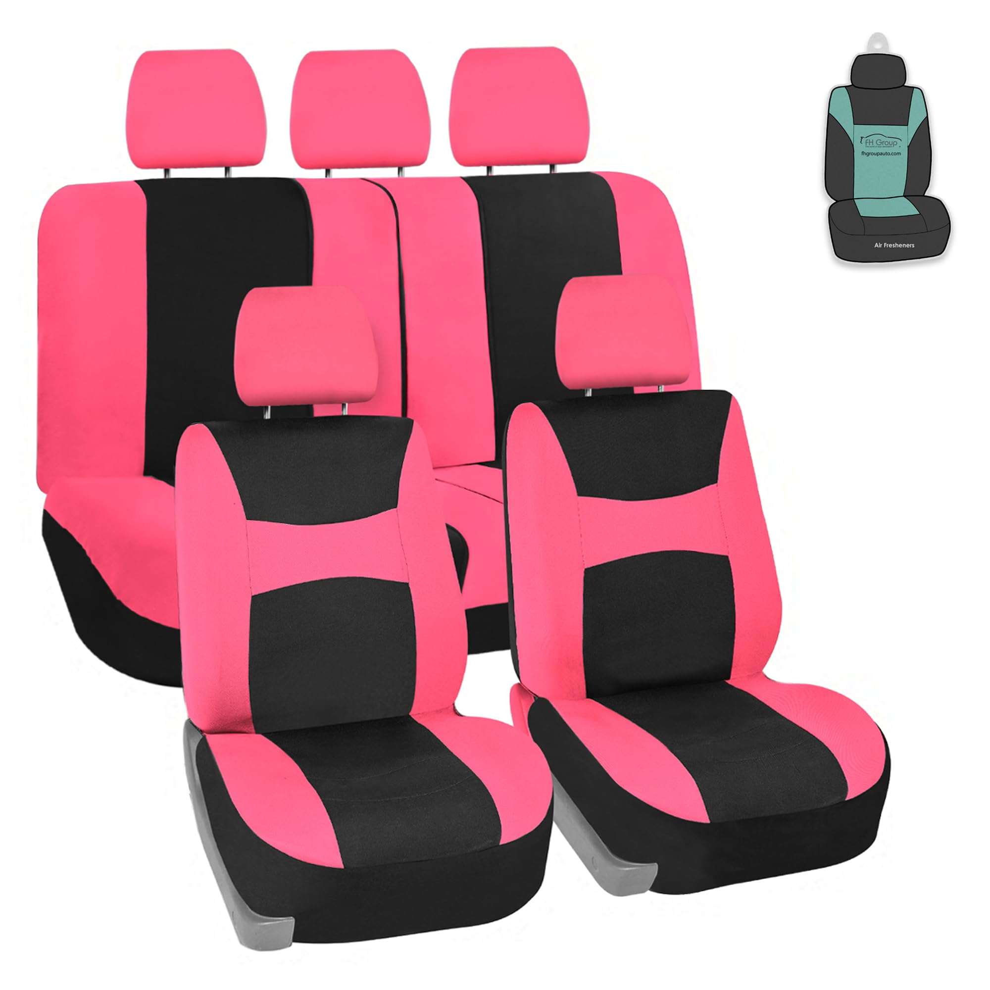 Photo 1 of FH Group Universal Car Seat Covers Full Set for SUV Truck Sedan Vans | Waterproof All-Purpose Cloth Seat Cover Set Airbag Compatible Washable Split Bench Protector Interior Upgrade - Pink