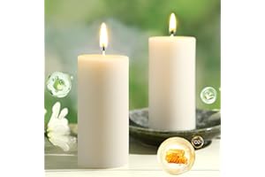 MAKALONE Beeswax Pillar Candles,86 Hours Long Burning Pure Off-White Beeswax Candles,Unscented Bees Wax Candles for Home,Prayer,Dripless Smokeless Organic 100% Beeswax Candles Bulk 2x4in-2pack