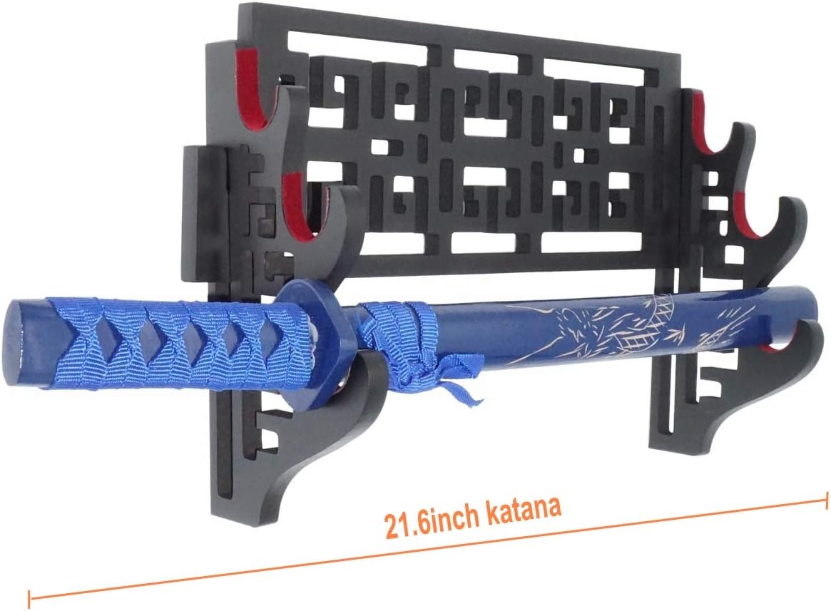thumbnail image 2 of Ekkhysis Kylin Sword Wall Mount 3-Tier Velvet Padded Hook Katana Holder 2 of 14