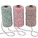 Sunmns 3 Roll Christmas Twine Cotton String Rope Cord for Gift Wrapping, Arts Crafts, 984 Feet (Multicolor A)