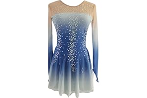 LIUHUO Figure Skating Dress Girls' Long Sleeves Competition Perform Womens Elegant Handmade Crystal