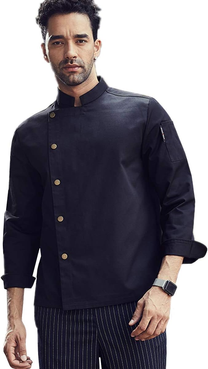 Long Sleeve Fastener Chef Coat Hotel Restaurant Kitchen Chef Work Jacket
