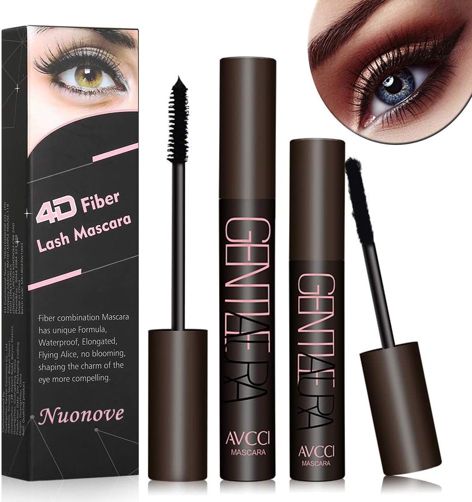4D Silk Fiber Lash Mascara, Fber Lashes Mascara Waterproof, Long-Lasting, No Clumping, No Smudging, Longer, Thicker, Black