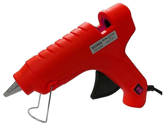 CoolKart Glun Bond Red 40 Watt Hot Melt Glue Gun With On Off Switch Indicator And Leak proof Technology Free 5 Transparent Glue Sticks-Red